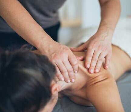 A soothing massage therapy session focused on relaxation and wellness indoors.